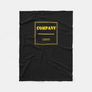 Personalized Company Black Modern Custom Business Fleece Blanket