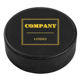 Personalized Company Black Modern Custom Business Hockey Puck