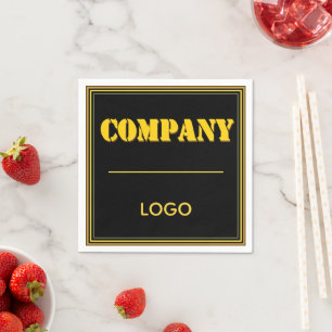 Personalized Company Black Modern Custom Business Napkin