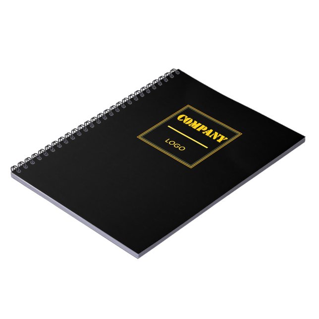 Personalized Company Black Modern Custom Business Notebook (Left Side)