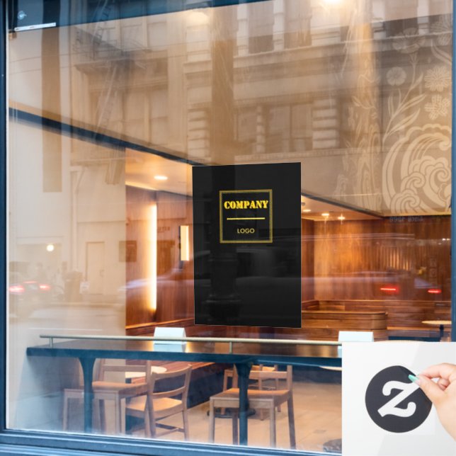 Personalized Company Black Modern Custom Business Window Cling (Cafe Window)