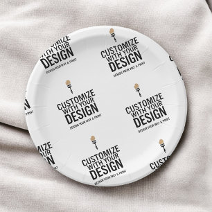 Personalized Company Branded Custom Minimalist  Paper Plate