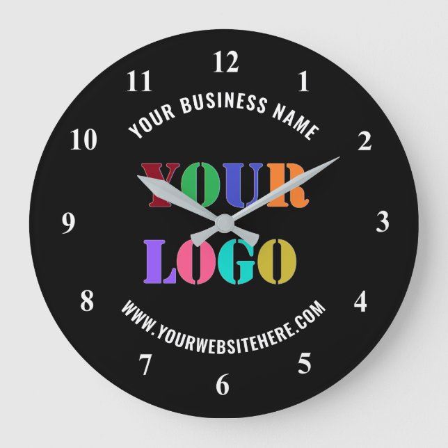 Personalized Company Logo and Text Clock Template (Front)