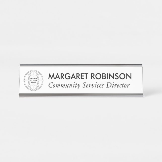 PERSONALIZED COMPANY LOGO DESK NAME PLATE (Front)