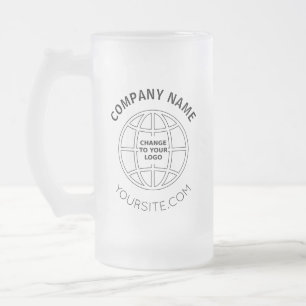 PERSONALIZED COMPANY LOGO WEB ADDRESS FROSTED GLASS BEER MUG