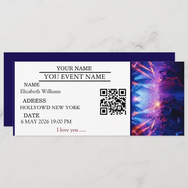 Personalized Concert Ticket Gift Surprise Gifts  Invitation (Front/Back)