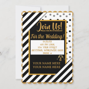Personalized Confetti Stripe Wedding Invitations