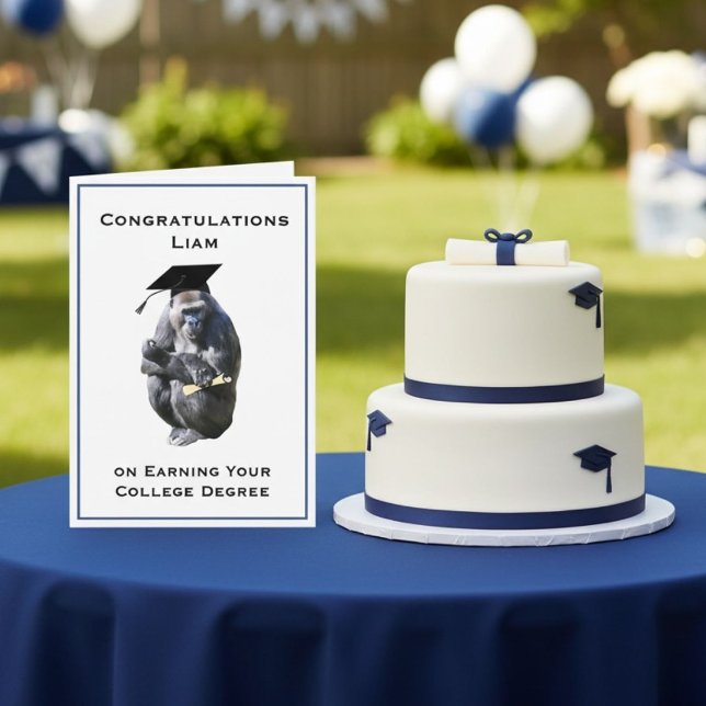 Personalized Congratulations Degree Funny Gorilla Card (Creator Uploaded)