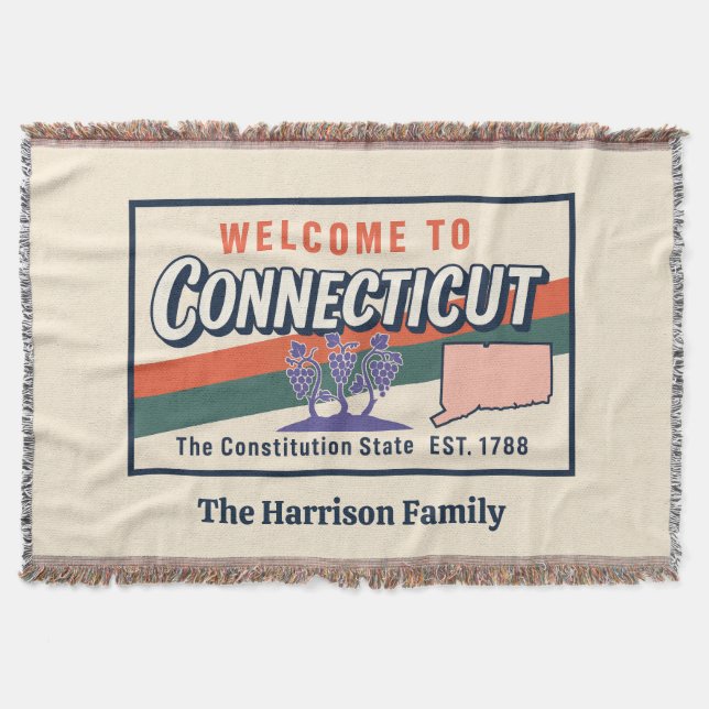 Personalized Connecticut Throw Blanket (Front)