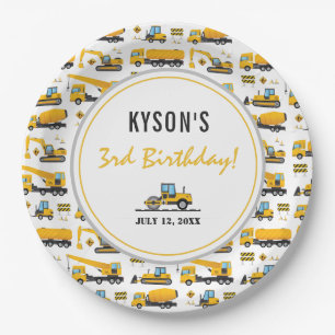 Personalized Construction Dump Truck Birthday Paper Plate