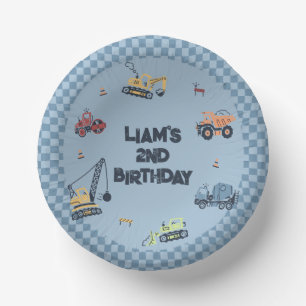 Personalized Construction Truck Birthday Party Paper Plate
