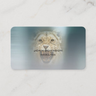 Personalized Consulting Lion Blue Metallic Steel Business Card