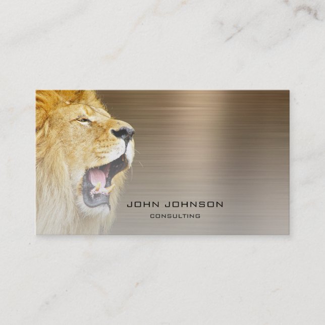 Personalized Consulting Lion Sepia Metallic Steel Business Card (Front)