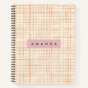 Personalized Contemporary Peach Line Art Notebook