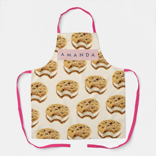 Personalized Cookie Ice Cream Sandwich Pattern Apron (Front)