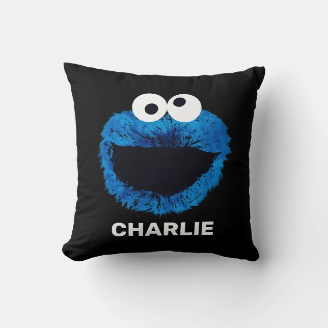 Personalized Cookie Monster | Watercolor Cushion (Front)