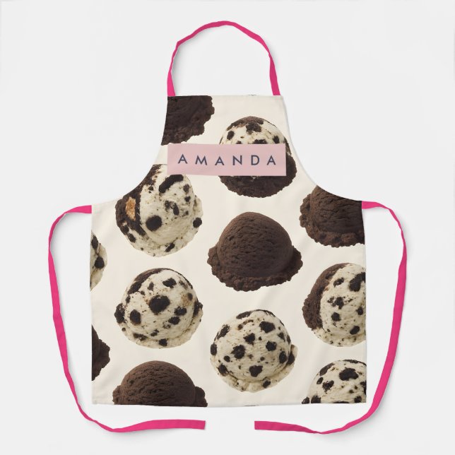 Personalized Cookies & Cream Ice Cream Pattern Apron (Front)