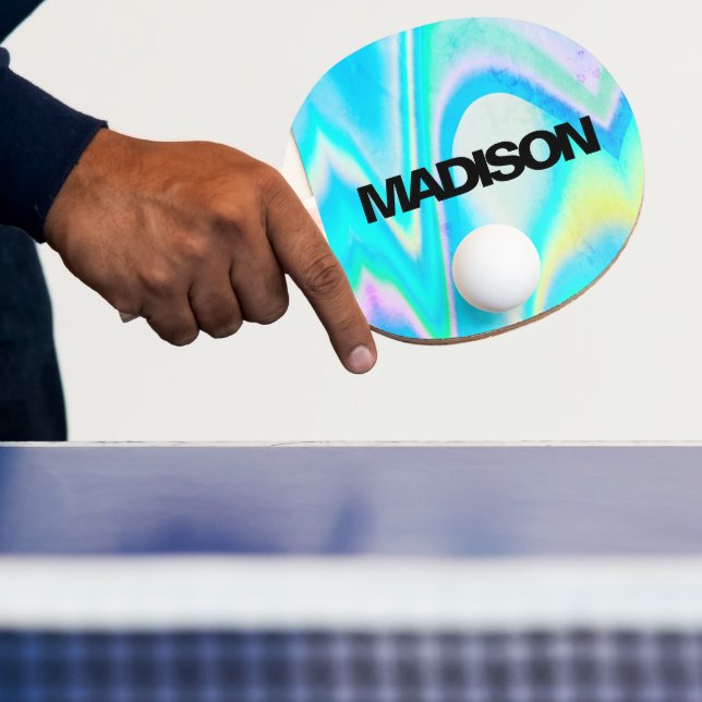 Personalized Cool Cute Name Holographic Wave Ping Pong Paddle (Insitu)