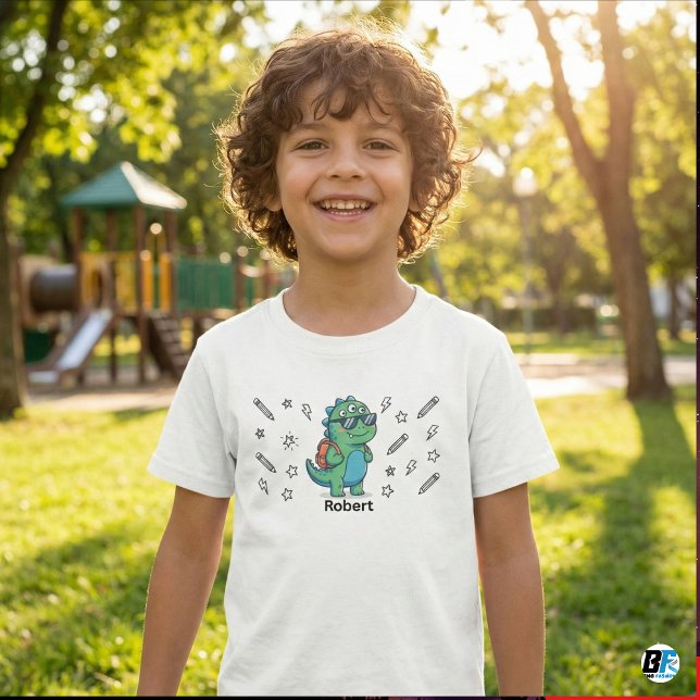 Personalized Cool Dinosaur Monster Back to School T-Shirt (Creator Uploaded)
