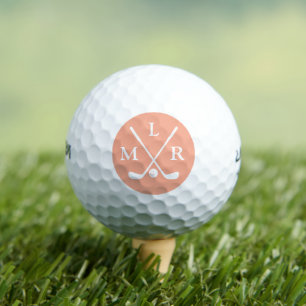 Personalized Cool Golfer Monogram Crossed Clubs Golf Balls