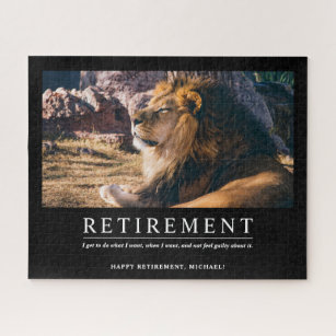 Personalized Cool Relaxing Lion Custom Retirement Jigsaw Puzzle