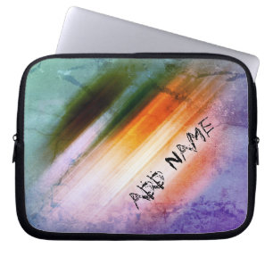 Personalized Cool Rustic Purple Blue Orange Stripe Laptop Sleeve