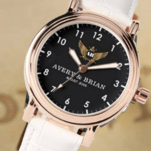 Personalized copule names initials and monogram  watch