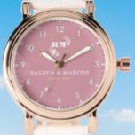 Personalized copule names minimal pink monogram  watch<br><div class="desc">Personalized with his & her initials and date, this custom watch is a sweet anniversary gift to celebrate a milestone occasion for a couple. It makes a meaningful gift for a special day. Personalized Watch Wedding Gift for Groom, Watch For Groom, Anniversary Gift for Men, Groom Gift From Bride, Gift...</div>