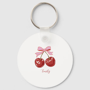 Personalized Coquette Cherry Bow Name  Key Ring