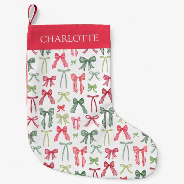 Personalized Coquette Christmas Bows Stocking (Front)