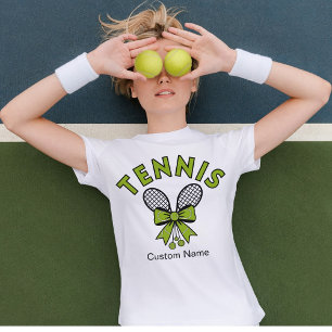 Personalized Coquette Girls Tennis with Bow Racket T-Shirt