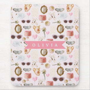 Personalized Coquette Pink Vintage Feminine Mouse Mat