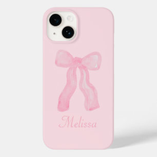 Personalized Coquette Preppy Pink Bows Case-Mate iPhone 14 Case