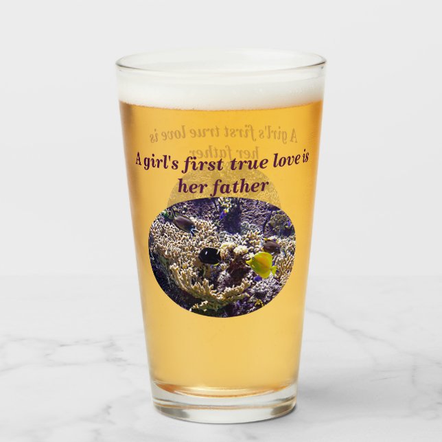 Personalized Coral Marine Life Beer Glass for Dad (Front Filled)