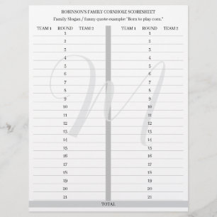 Personalized Cornhole Game Score Sheets Custom Letterhead