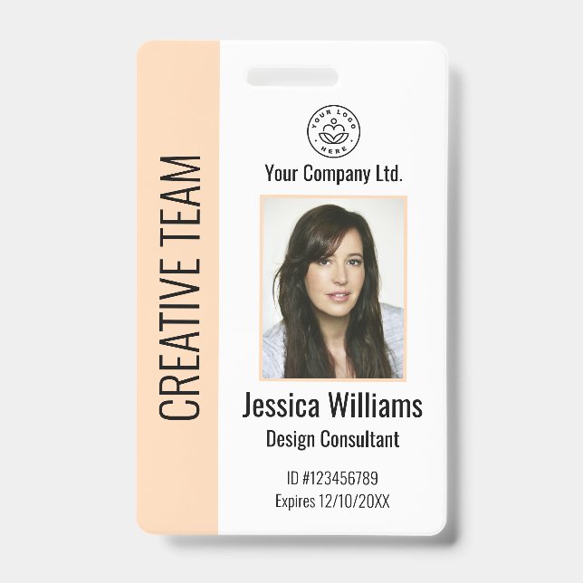 Personalized Corporate Employee ID Badge Peach (Front)