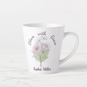 Personalized Cosmos Custom Name Botanical Floral Latte Mug