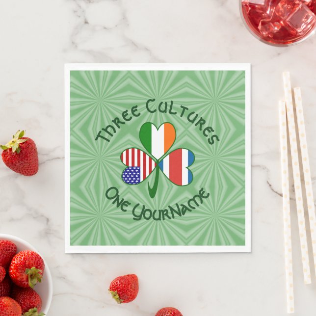 Personalized Costa Rican Irish American Shamrock Napkin (Insitu)