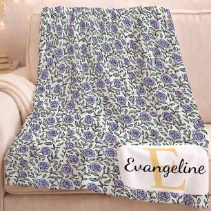 Personalized Cottage Floral Aesthetic Pattern Rose Fleece Blanket