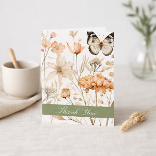 Personalized Cottagecore Floral Butterfly Thank You Card