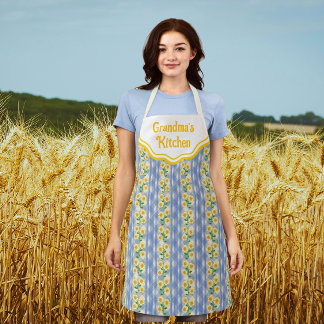 Personalized Country Blue White Yellow Sunflowers Apron