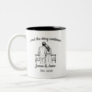 Personalized Couple Anniversary Mug, Wedding Gift Two-Tone Coffee Mug