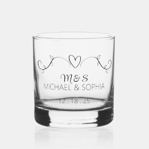 Personalized Couple Monogram Names Wedding Favors Whiskey Glass