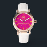 Personalized couple names minimal monogram pink watch<br><div class="desc">Elevate your gifting game with this Personalized Couple Names Minimal Monogram Pink Watch, a timeless and elegant accessory designed for those who cherish simplicity and love. Featuring a soft pink background with a refined monogram and customizable couple names, this watch is the perfect blend of style and sentimentality. Its minimalistic...</div>