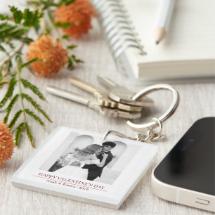 Personalized Couple Names & Year - Elegant Photo Key Ring