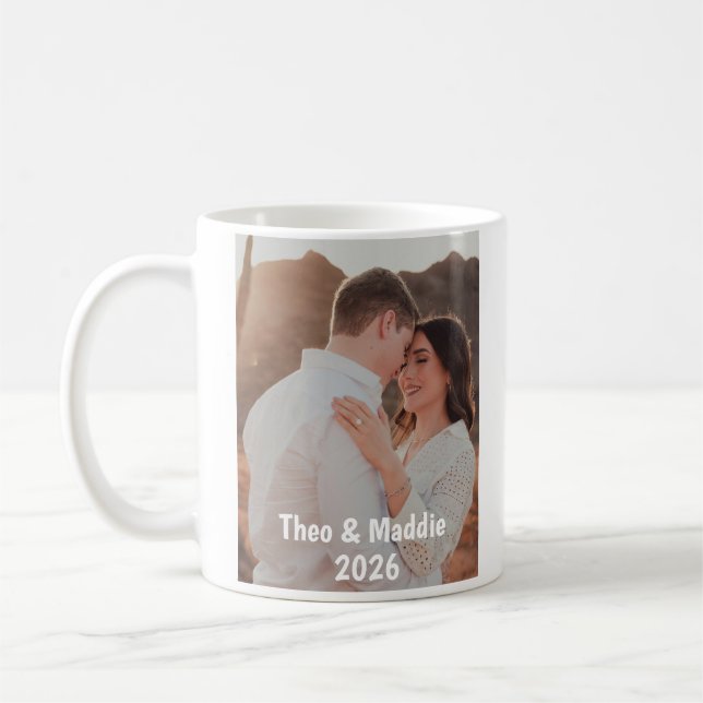 Personalized Couple Photo Mug with Names & Year (Left)