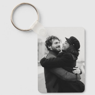 Personalized Couple Photo Script and Date Key Ring