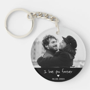 Personalized Couple Photo Script and Date Key Ring