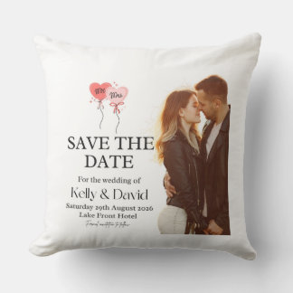 Personalized Couple Photo & Wedding Details Cushion