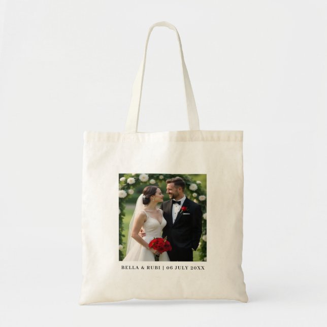 Personalized Couple Photo Wedding Tote Bag (Front)
